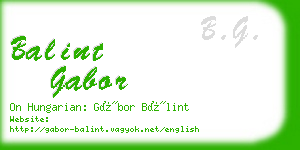 balint gabor business card